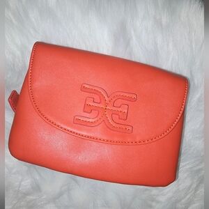 Sam Edelman Orange Leather Belt Bag with Embossed Logo